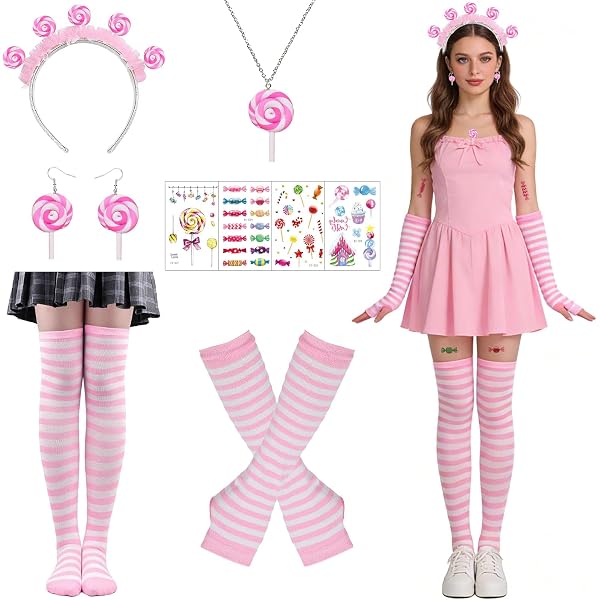 Dongcill Déguisements Bonbons Femmes,Candy Bandeau Collier Boucles d'Oreilles,Manches Arc-en-Ciel Bas,Autocollants de Tatouage,Candy Costume Accessoires pour carnaval Halloween Masqué Fête Dongcill Déguisements Bonbons Femmes,Candy Bandeau Collier Boucles d'Oreilles,Manches Arc-en-Ciel Bas,Autocollants de Tatouage,Candy Costume Accessoires pour carnaval Halloween Masqué Fête