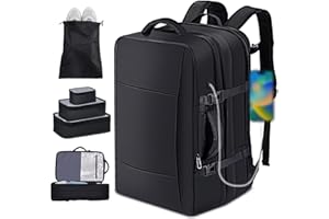 SKELO Mochila Viaje 30L-40L Cabina Avion Maletas De Viaje Cabina Para Easyjet Equipaje De Mano Mujere Hombre Mochila Para Portátil 17 Pulgadas Con Puerto De Carga USB