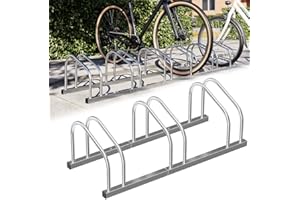 BAKAJI Rastrelliera per Biciclette da Pavimento o Parete Stand Parcheggio Esterno per Bici in Acciaio Porta Bici con Materiale di Montaggio Incluso