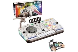 NEWFUN DJ-skivspelare för barn, mixerbord för barn, Bluetooth med justerbar mikrofon, lämplig för fester, interaktiv musiklek