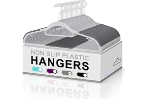 HOLLIO 10 Pcs Plastic Hangers Heavy Duty Clothes Hangers with Non-Slip Pads Space Saving 0.2" Thickness Super Lightweight Organizer Clothes Hanger for Wardrobe,Multi Purpose Use for Clothing Hanging