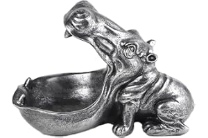 Cutfouwe Piccola statuetta di ippopotamo, decorazione da tavolo, in resina, piccole parti, contenitori, caramelle per chiavi, decorazione per la casa, ufficio, regalo di nozze (argento-piccolo)