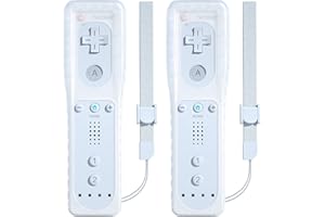 2 telecomandi di ricambio per Wii, TechKen compatibili con Wii, telecomando di ricambio con silicone e cinturino da polso (bianco)
