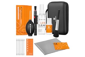 K&F CONCEPT 25 in 1 Camera Cleaning Kit with Lens Pen, Blowing Bottle, Cleaning Cloth, Cleaning Liquid, APS-C Sensor Cleaning Swabs, Cleaning Brush for DSLR Camera Lens Cell Phones Glasses