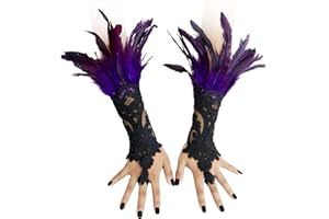 sigando Damen Schwarz Feder Spitze Lange Handschuhe für Braut Hochzeit Party