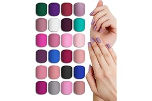 LADYING 24 Packs (576 PCS) Matt Eckig Nägel Zum Aufkleben Kurz,Press on Nails Kit,Hochwertig Kunstnägel Fake Nails Short,Fingernägel Künstliche Nägel für Frauen