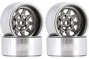 INJORA 1.0 RC Rueda Beadlock Acero Estampado Beadlock Plato Hondo 1.0 Ruedas para Axial SCX24 FCX24 FCX18 Gladiator Deadbolt Bronco C10 JLU Upgrade Parts,Gris
