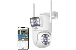 Hiseeu 【Dual Lens+8X Digital Zoom 3MP Dual Lens PTZ WiFi Security Camera Outdoor, 2.4G/5G WiFi CCTV Home Surveillance Camera Outdoor, Color Night Vision, Auto Tracking Alarm Sound Light 2-Way Audio