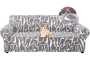 Jaotto Funda para Sofa 3 Plazas Funda Cubre Sofa Ajustable Fundas de Sofá Elasticas Extraíbles Lavables Antideslizante Protector Cubiertas de Sofá con Brazos de Sala de Estar,Líneas Grises