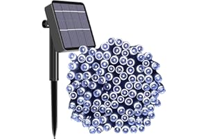 UNIHOH Solar String Lights Outdoor, 65ft 200 LED Solar Garden Fairy Lights Waterproof 8 Modes Solar Powered Decorative Lights for Patio, Garden, Yard, Tree, Home, Party - Cool White [Energy Class A+++]