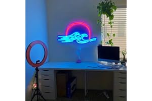 HFHungkeong Letrero LED de neón regulable para decoración de pared, luz nocturna de neón de neón para sala de juegos, adolescentes, dormitorio, regalos de fiesta (ola de atardecer)