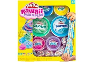 Play-Doh Kawaii Mix & Play Set, Super Stretch and Bubble Pop Slime, 6 Colours with Decorative Sprinkles, Ages 4+