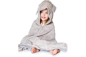 Cuddledry Cuddlebunny Bamboo Soft Hooded Towel | Fun Toddler and Baby Bath and Swim Hooded Towels | Made with 100% Oekotex Accredited Bamboo & Cotton | Perfect For Ages 1-3 | Grey Bunny