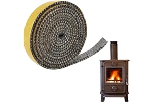 Guarnizione per Camino 10 mm x 3 mm x 3M Zuroki Camino Guarnizione Fibra di Vetro Resistente al Calore fino a 550°C,Guarnizione Camino per Stufe Caminetti,porta del forno, forni fibroblock