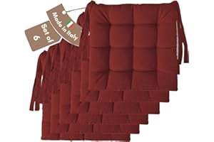 ‎IL TUO ARTIGIANO DESIGN Il Tuo Artigiano Design 6 Stuhlkissen im Set, 40 x 40 cm 6 cm dick, Polsterung aus Schaumstoff und weichem Acryl, Sitzkissen Stuhl 6er Set, Stuhlkissen Outdoor 40x40 (6, Bordeaux)