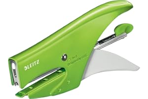 Leitz Cucitrice a Pinza, Capacità 15 fogli, Design Ergonomico in Metallo, Include Punti, Gamma WOW, Verde