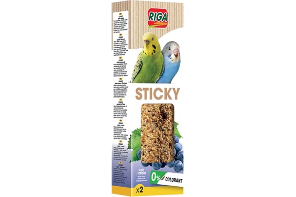 Riga - Barres De Sticky Aux Fruits De Pays - Nourriture pour Perruches - Baguettes Graines Cuites Au Four - Raisin - Vitamines Et Nutriments - Encourage l'exercice - x 2