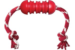 KONG Dental con Cuerda - Limpia los Dientes y Encías de tu Perro - Juguete masticable Rellenable - para Perros Medianos
