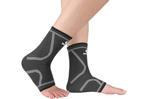 imrusan Supporto per Caviglia, Cavigliera Compressione Elastica, Tutore Fascia Cavigliere Sportiva Traspirante da Uomo e Donna, Protezione Caviglia, L Black & Grey(1 Paio)