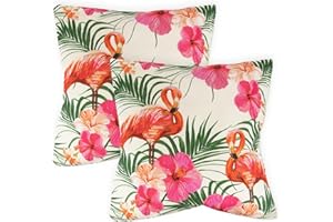 Gardenwize - Pair of Outdoor Flamingo Print Scatter Cushions, Outdoor Furniture Cushions, Garden Cushions - 40cm x 40cm (SWGSL256)