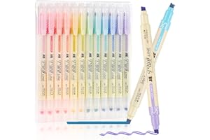 ‎EOOUOOIP EooUooIP Pastell-Textmarker,12 Doppelspitze,trocken schnell Pastell-Textmarker-Set Bibelstift weiche Meißelspitze, Marker für Highlight-Journal Schreibwaren Geschenk für Schüler Büro Erwachsene