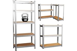 GADGETHAVEN Garage Shelving Units,5 Tier Shelving Unit Garage Shelves Storage Shelf Heavy Duty Shed Storage Racking Shelf Metal Boltless for Warehouse Workshop Office (Silver, 70X30X150)
