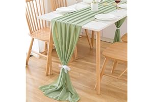 ZeYou Zielony bieżnik stołowy, ściereczka bieżnik stołowy zielony szałwia 70 x 300 cm bieżnik na stół dekoracja stołu ślub na urodziny, outdoor, ogród, restauracja, impreza