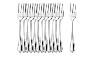 COM-FOUR® 12x kakgafflar av 430 rostfritt stål, snygga bestick i enkel