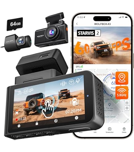 WOLFBOX Starvis 2 IMX678 Caméra X5 3 Canaux 4K+2,5K+1080P