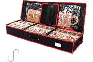 AEDCBAIDE Sacchetto di stoccaggio per carta regalo, 103x35,5 x 15,2 cm, Grande organizzatore carta regalo di carta di immagazzinamento sacchetto organizzatore con scomparti, impermeabile 600D tessuto Oxford