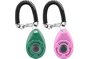 Diyife Clicker z elastycznym paskiem na rękę, kliker treningowy z dużym guzikiem, edukacja psa i trening psa, dla psa, kota, konia (2 sztuki, zielony + różowy)