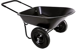 GLOBEWOLF Garden WHEELBARROW 150kg Heavy Duty 85Ltr Toughened Plastic Tray Yard Equine Barrow 2 Wheels with All Terrain Pneumatic Tyres