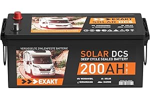 ‎EXAKT Solarbatterie 12V 200Ah EXAKT DCS Wohnmobil Versorgung Boot Solar Batterie ersetzt 180Ah 190Ah