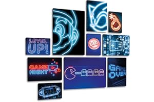 Giallobus - Ensemble de 10 peintures Multi-Panneaux - Game Night - Bois MDF - | 2 x 42x29,7cm | 4 x 29,7x21cm | 4 x 21x14,85cm | - Prêt à accrocher - Tableaux