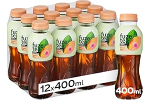 Fuze Tea, Bevanda Rinfrescante Analcolica di Té al Gusto Pesca e Rosa, Senza Zuccheri - 12 Bottiglie da 400 ml