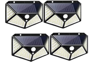 ANMECS 4 Pezzi Luce solare led esterno 100LED 270°Angolo Illuminazione 3 Modalità Faretti Solari a LED da Esterno con Sensore di Movimento IP65 Impermeabile (4 Pezzi)