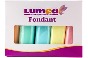 Dekozauber24 Fondant icing multipack, 5 pastel colours, 100g (3.5oz) rolled fondant per color, for cakes, cupcakes and figurines in pastel coloured green, blue, pink, peach and yellow (PASTEL)