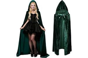 Pinkgarden Velvet Hooded Cloak for Adults, Unisex Halloween Cape, Witch Cosplay Costume, Long Hooded Robe for Party & Fancy Dress