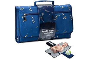 CRSUSUKJ Faltbare Wickelunterlage, Baby Wickelunterlagen für Unterwegs, Tragbare Wickelunterlage, für unterwegs Babys Wickeln auf Reisen Wickeltisch Waschbare Atmungsaktiv Komfortable (blau)