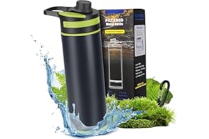 CARASTEK Depuratore d'Acqua Portatile, 800ML Borraccia Filtrante Da Viaggio Filtri per Acqua Potabile diretti di Emergenza all'aperto Tappo filtroa pressione per Escursioni Campeggio Sopravvivenza (Verde)