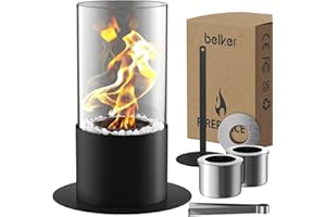 MAXONAR Kominek stołowy na bioetanol kominek stołowy z podkładką z poliuretanu kamienie dekoracyjne dłuższy czas palenia przenośne palenisko na bioetanol mały kominek do użytku wewnątrz i na zewnątrz