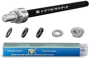 EMTB Axe Enfichable M12 X 1,0/1,5/1,75 160-192 mm, Axe de Roue Arrière Vélo, Axe Enfichable Compatible avec la Plupart des Attelages de Remorque de Vélo, Longueur de Tige Réglable pour