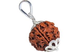 REBUY 5 Mukhi Rudraksha Pendant Lab Certified Nepali Five Mukhi Original Certified Rudraksha Pendant with Red Thread for Men and Women, Origin Nepal, Color Brown
