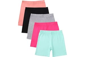 duxyoz 5 Pack Girls Cycling Shorts Breathable Safety Dance Dress Short Kids Children Teen Cotton Stretchy Undershorts Multipack Cartwheel Bike Shorts Summer Clothes Set Multicolor 5-14 Years