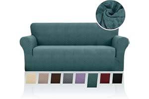 FIGOOO Funda para Sofá 3 Plazas a Jacquard Gofre Cubre Fundas de Sofá Elasticas con Reposabrazos Extraíble Lavable Antimanchas Protector Sofa de Muebles Anti Gatos Perros,Verde