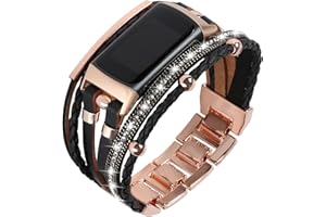 YOSWAN Bracelets en cuir compatibles avec les bracelets Fitbit Charge 6/Fitbit Charge 5 pour femme, bracelet bohème fait à la main, multicouche, bijoux de rechange pour Fitbit Charge 6/Charge 5 Tracker