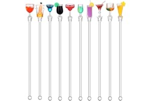 OUNONA 10pcs 23CM Cute Cocktail Sticks Drink Mixer Bar Stirring Mixing with Colorful Miniature Accessory (10pcs)