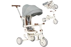 Olmitos - Evolutionäres 5-in-1-Baby-Dreirad - Kinderfahrrad ab 1 Jahr bis 5 Jahren - vom Dreirad zum Fahrrad mit oder ohne Pedale - anpassbar und transformierbar (Grau)