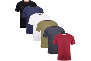 Keanu Kids/Childrens 6 Pack Plain Crew T Shirts - 100% Cotton - White - Everyday/Summer Colours