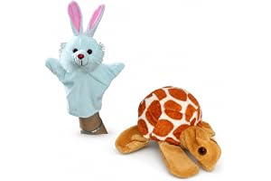 VARUSH Wild Domestic Animals & Birds Storytelling Hand Puppets - 2 pcs/Rabbit & Tortoise | Hand Puppets for Kid's Learning Playing/Gift for Kids | Puppet Toy (Rabbit & Tortoise)